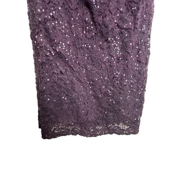 Scarlett Purple Sequin Lace Formal Dress Neckline Cutout Side Ruching Size 10 - Picture 7 of 14
